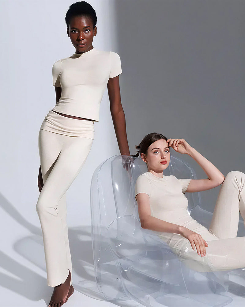 Curvvvy® Women’s Short Sleeve Top & Flare Pant Set