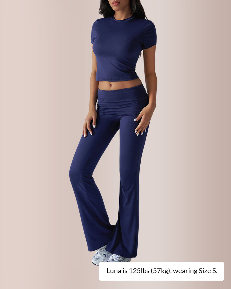 Curvvvy® Women’s Crop Top & Flare Pant Lounge Set
