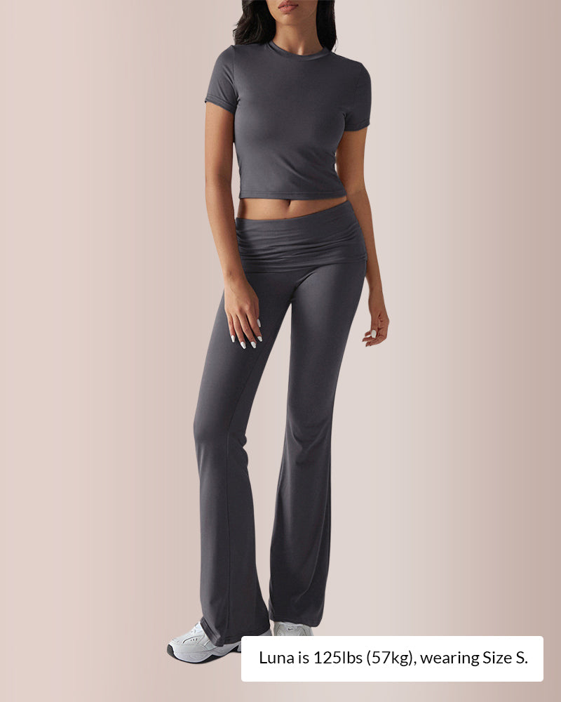 Curvvvy® Women’s Crop Top & Flare Pant Lounge Set