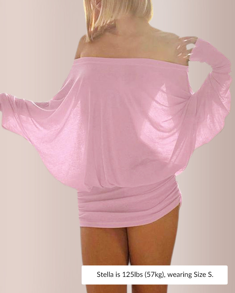Curvvvy® Women’s Off-Shoulder Dolman Sleeve Mini Dress