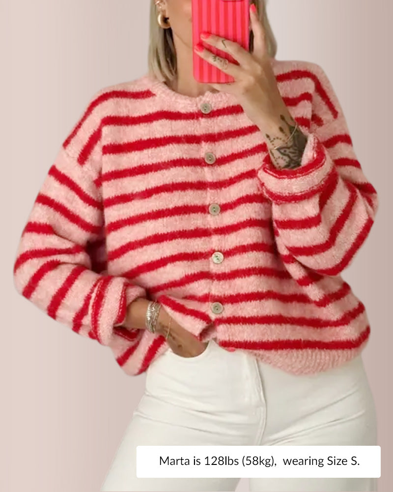 Curvvvy® Vintage Striped Knit Cardigan