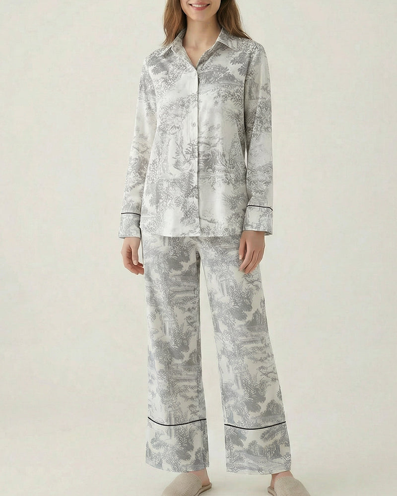 Curvvvy® Artistic Graffiti Oversized Shirt & Wide-Leg Pant Set
