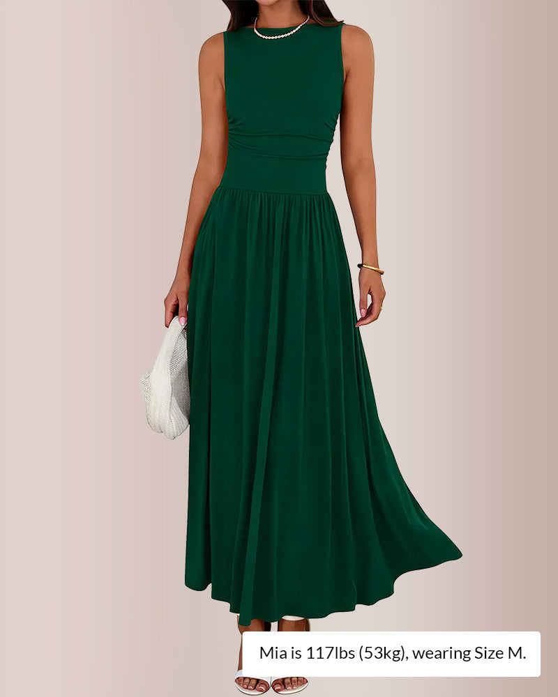 Curvvvy® Sleeveless Ruched High-Waist Maxi Dress