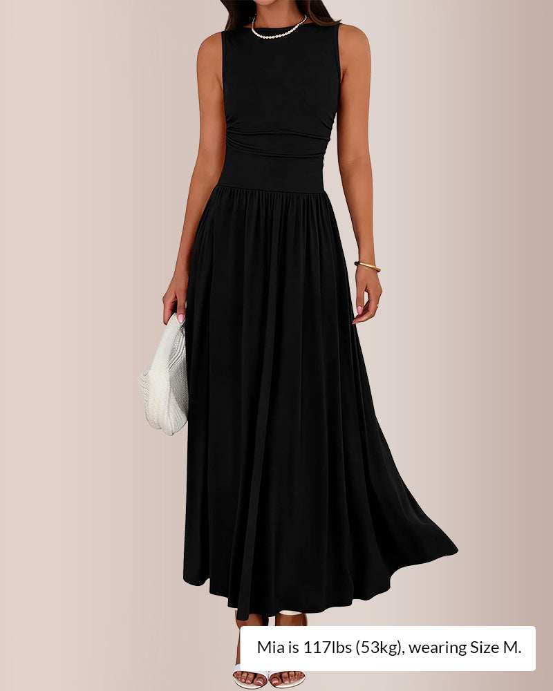 Curvvvy® Sleeveless Ruched High-Waist Maxi Dress