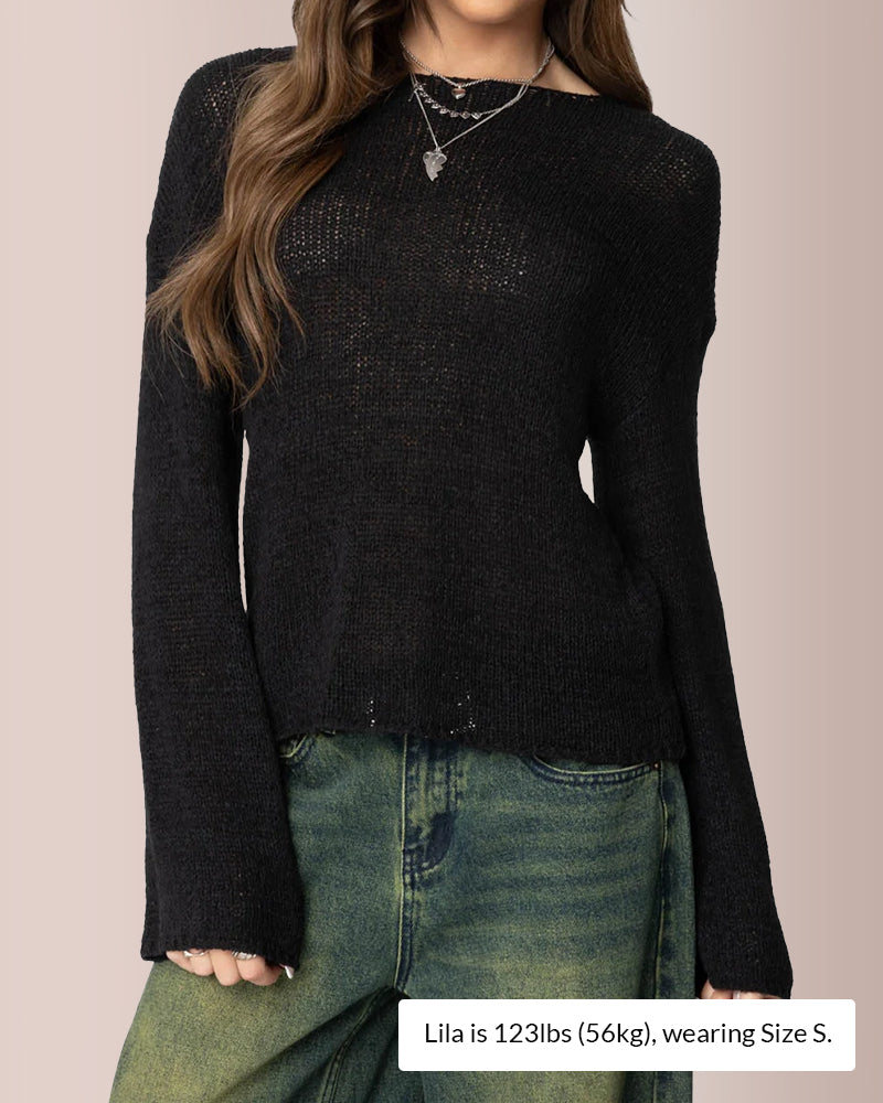 Curvvvy® Drop Shoulder Light Knit Sweater