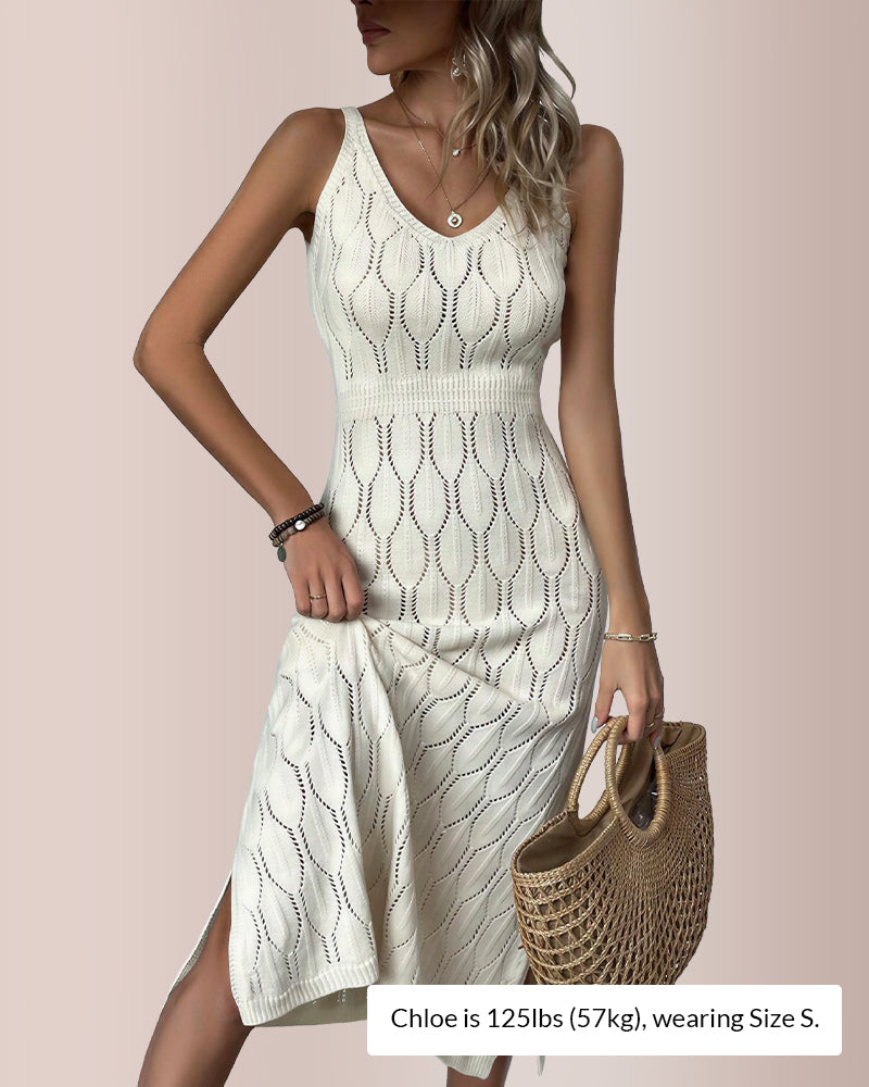 Curvvvy® V-neck Sleeveless Split-Hem Maxi Dress