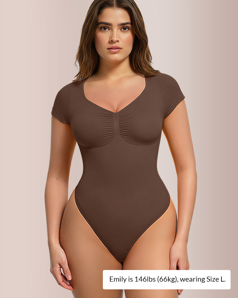 Curvvvy® Seamless Short Sleeve Thong Bodysuit