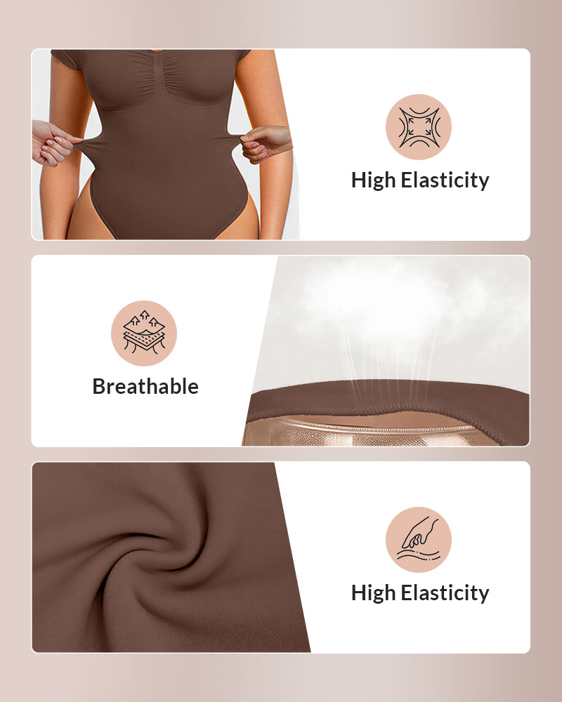 Curvvvy® Seamless Short Sleeve Thong Bodysuit