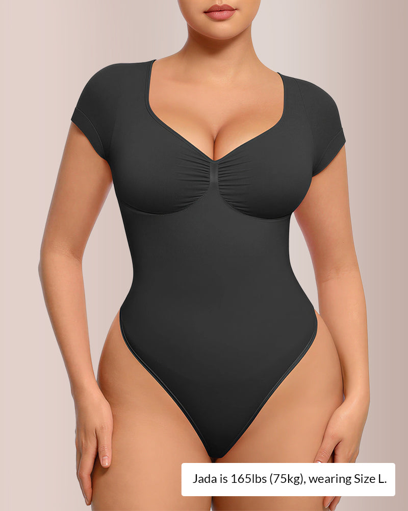 Curvvvy® Seamless Short Sleeve Thong Bodysuit