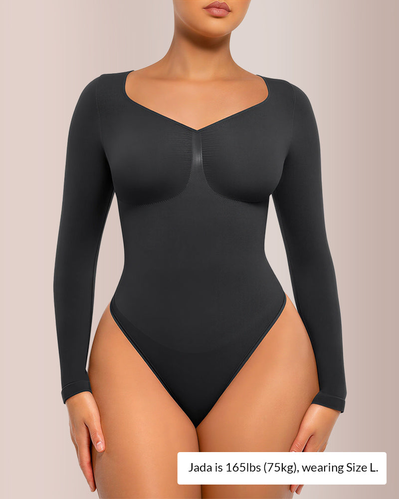Curvvvy® Seamless Long Sleeve Shaping Thong Bodysuit