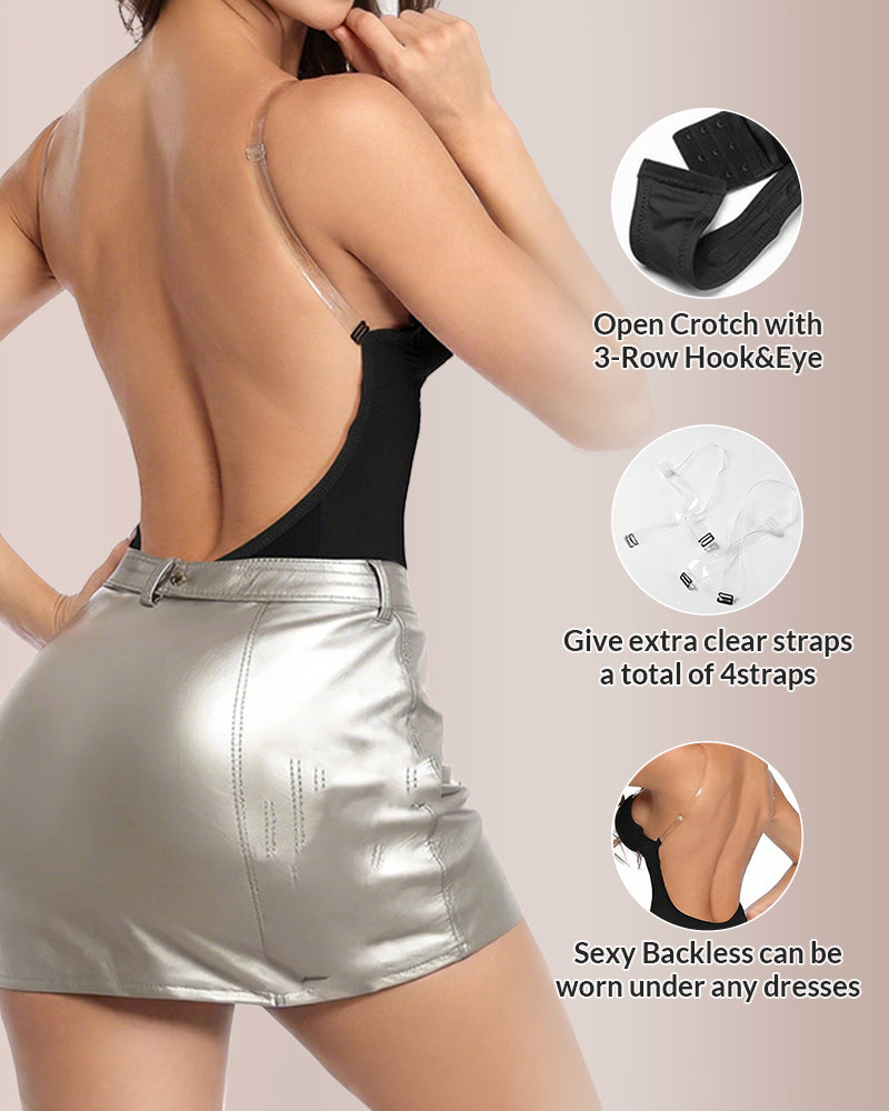 Curvvvy® U-Plunge Backless Shapewear Bodysuit