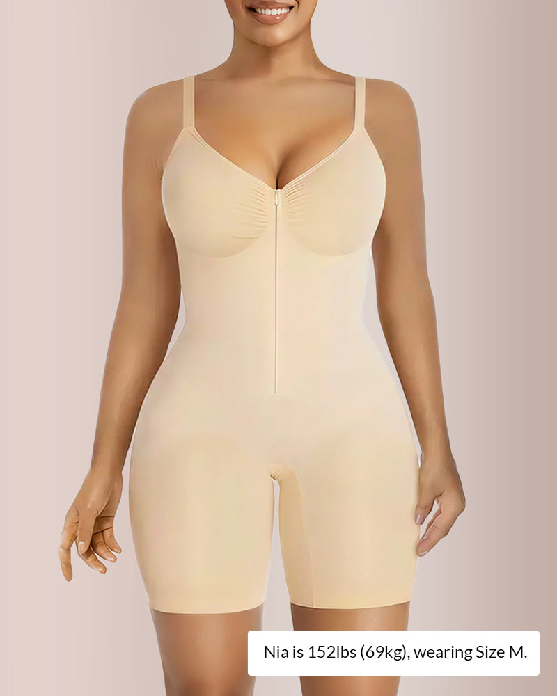 Curvvvy® Zip-Up Tummy Control Shapewear Bodysuit