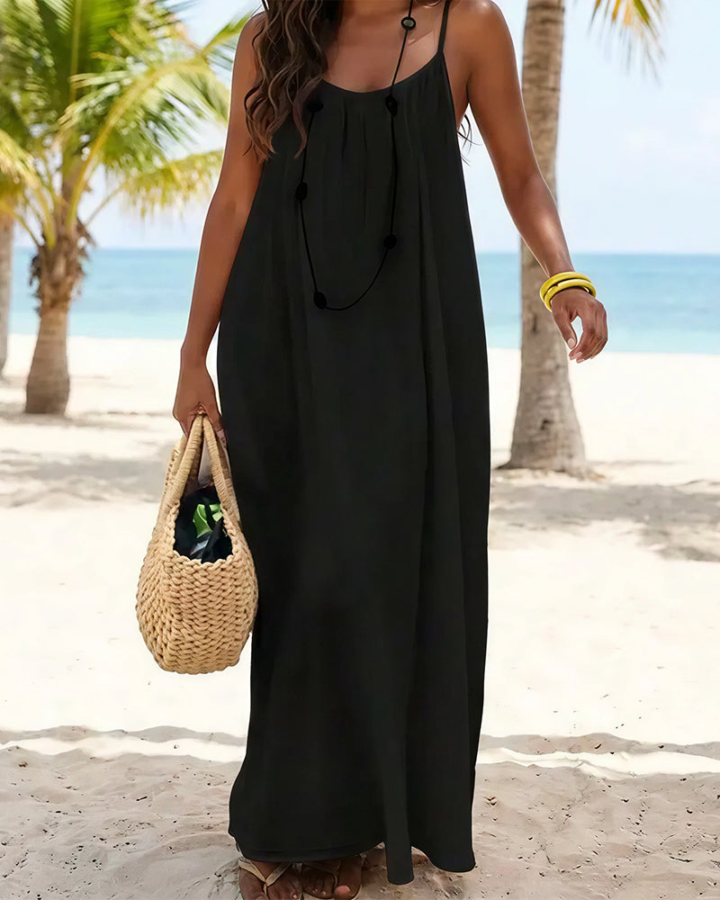 Curvvvy® CozyWear –  Solid Color Backless Cami Dress