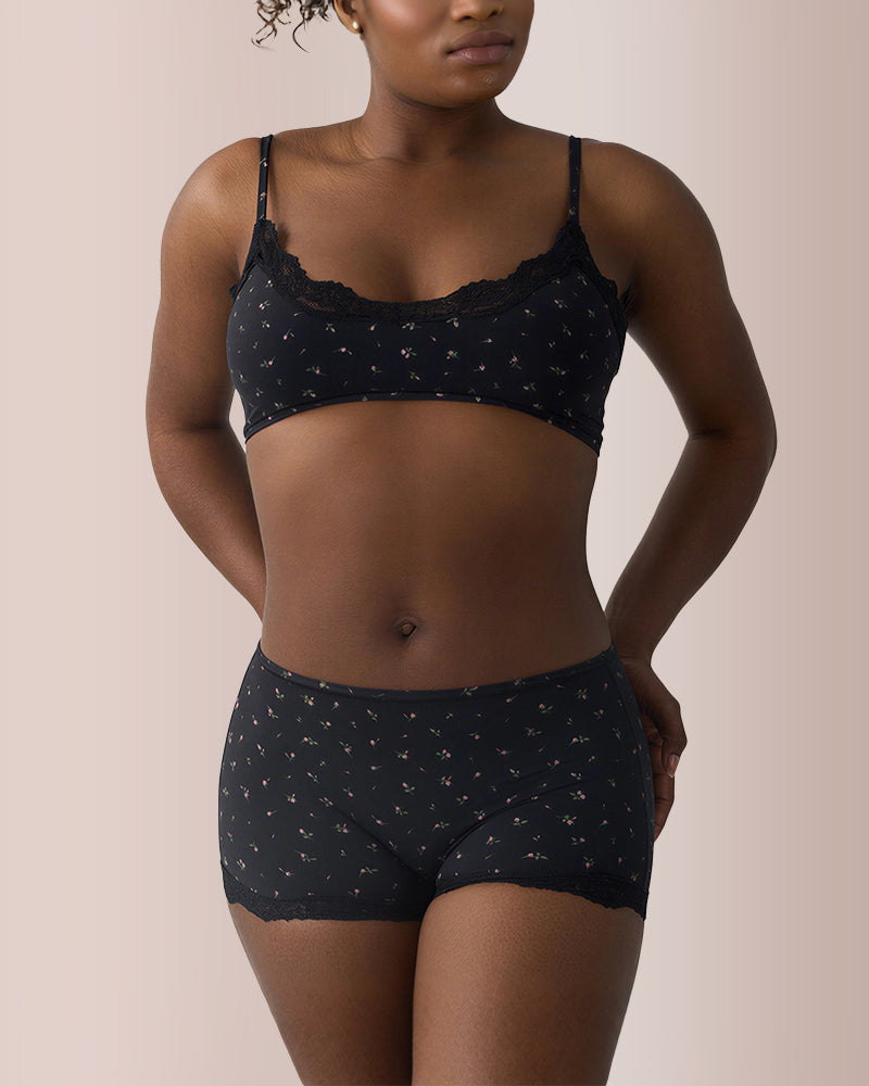 Curvvvy® Women's Lace Trim Wirefree Lightweight Underwear Set