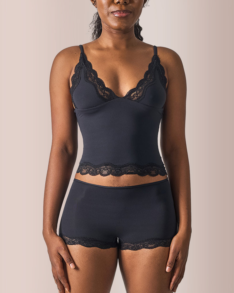 Curvvvy® Women's Lace Trim Wirefree Lightweight Underwear Set