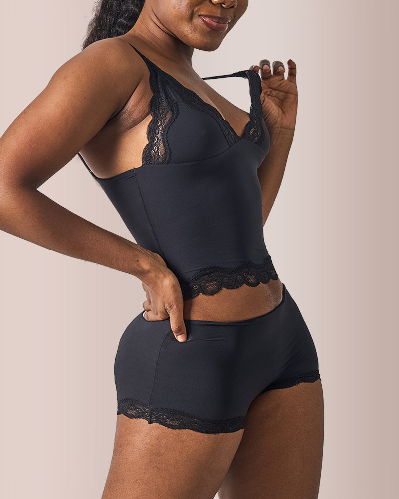 Curvvvy® Women's Lace Trim Wirefree Lightweight Underwear Set