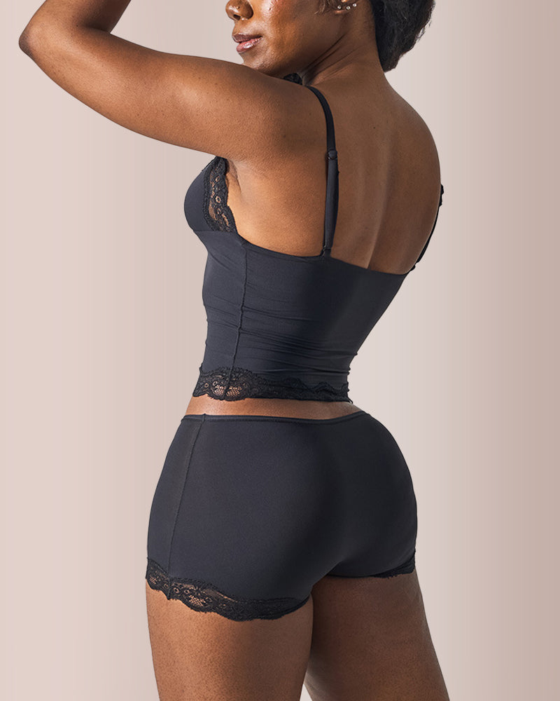 Curvvvy® Women's Lace Trim Wirefree Lightweight Underwear Set