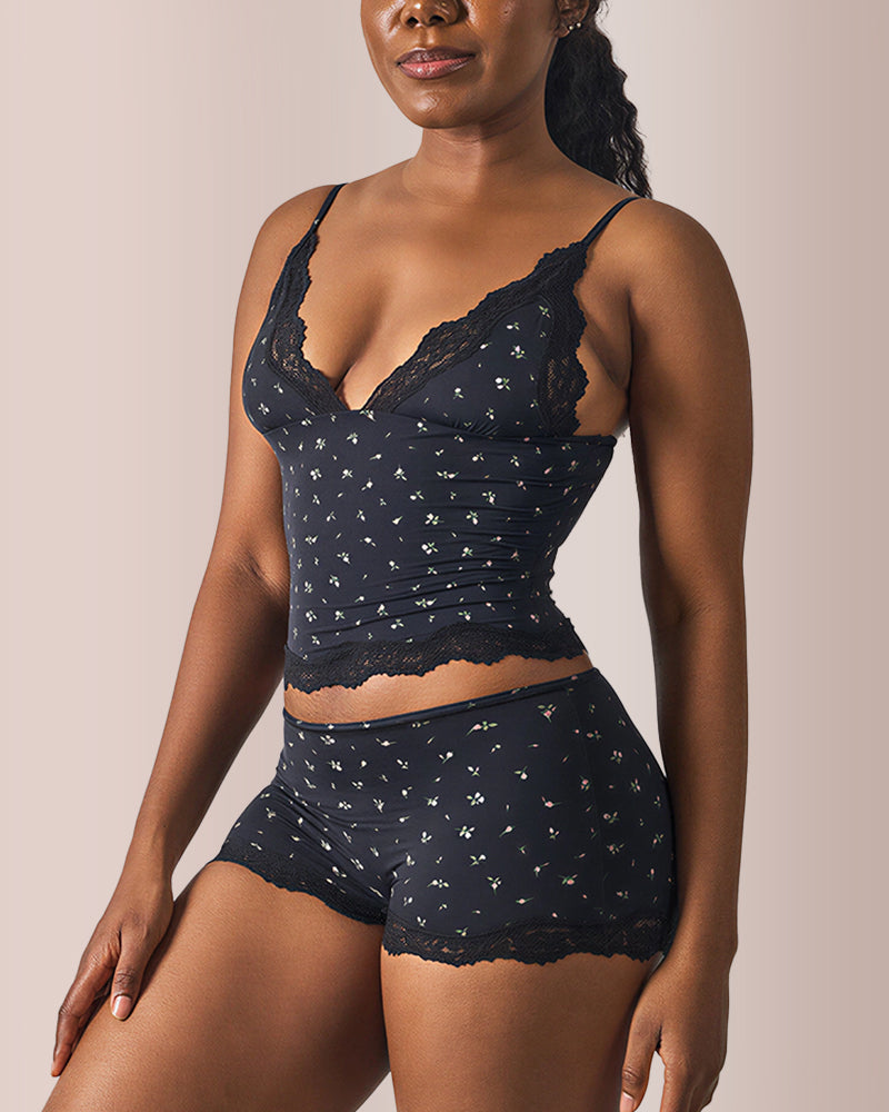 Curvvvy® Women's Lace Trim Wirefree Lightweight Underwear Set