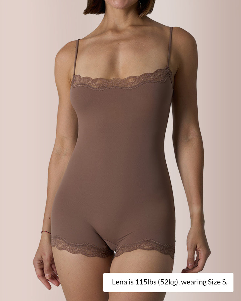 Curvvvy® Women’s Lace Trim Spaghetti Strap Lightweight Playsuit