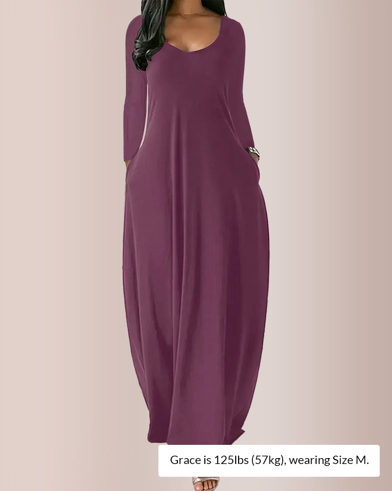 Curvvvy® Long Sleeve Pocket Nightgown