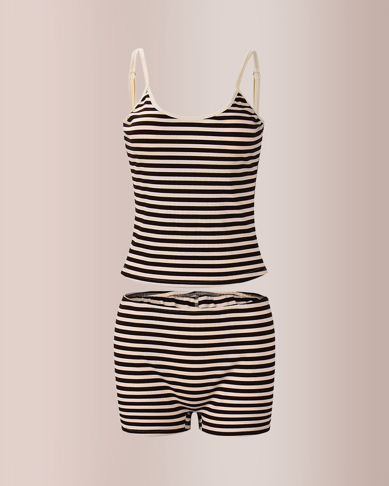 Curvvvy® Striped Cami & Shorts Lounge Set