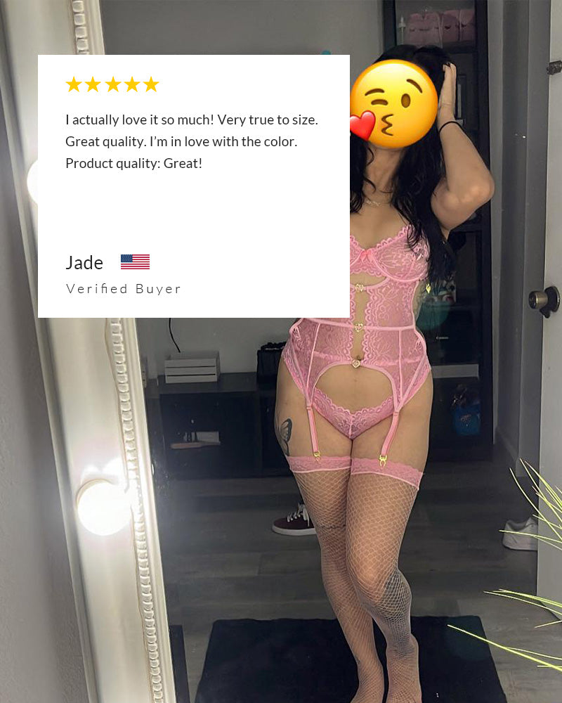 Curvvvy®Women's Floral Lace Mesh Lingerie Set