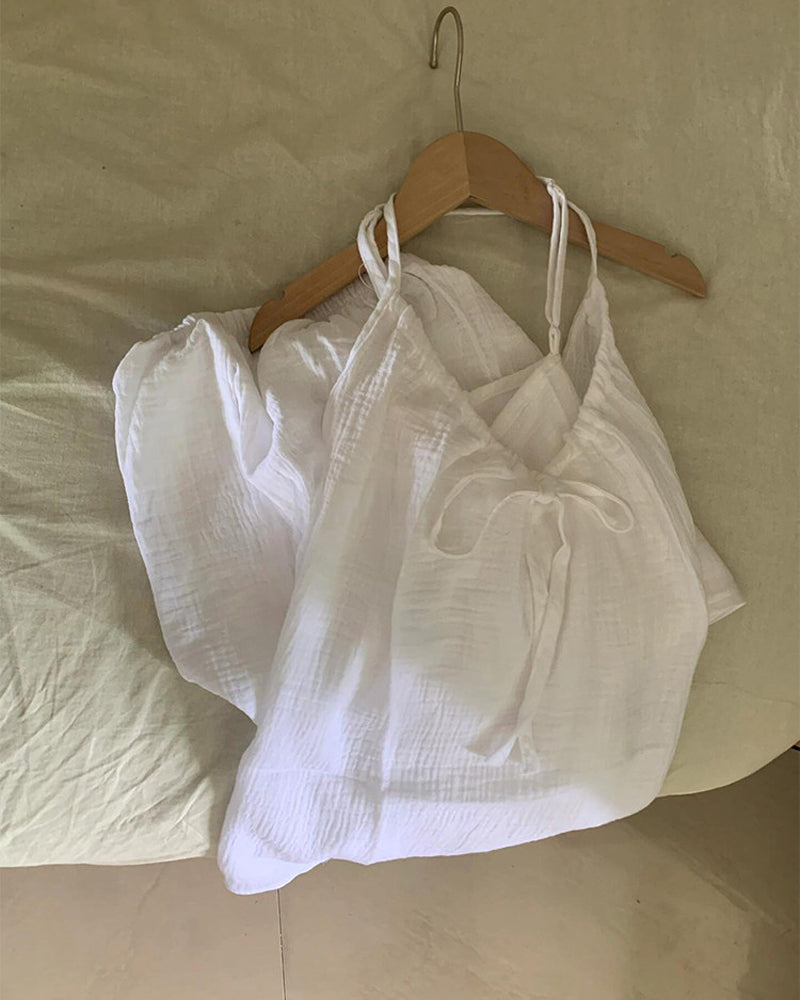 Curvvvy® Lightweight Crinkle Cotton Cami & Shorts Loungewear Set