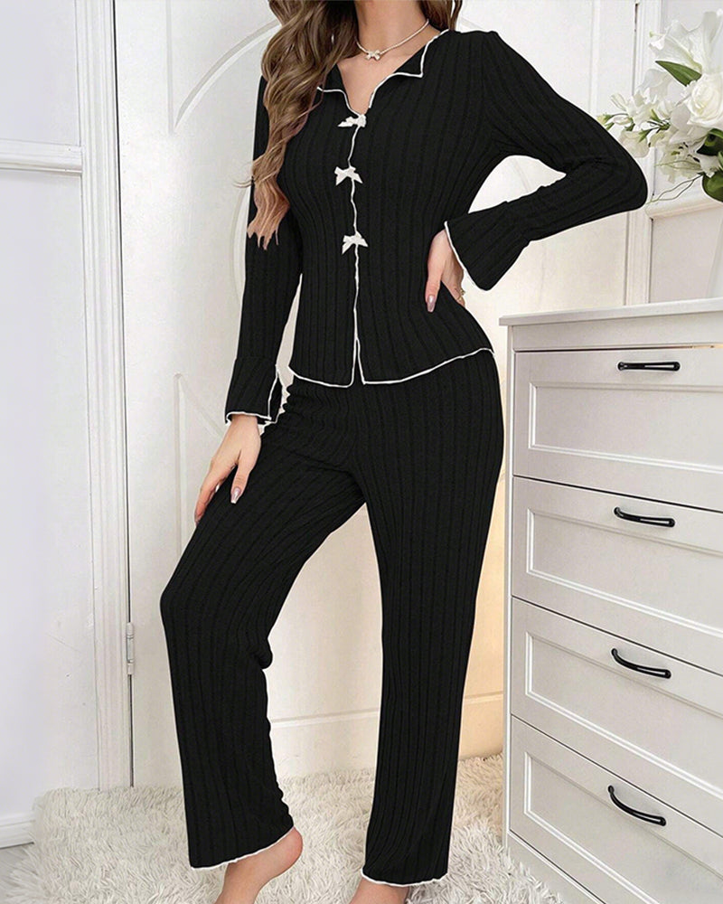 Curvvvy® Homewear set with a lapel bow tie