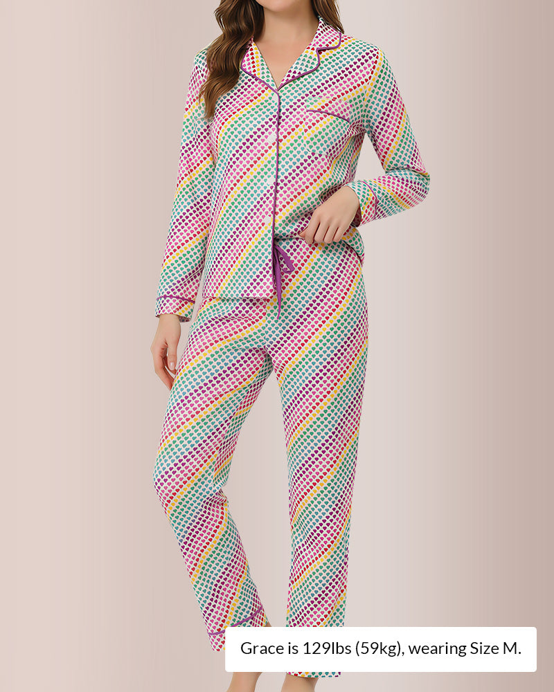 Curvvvy® Long-Sleeved Buttoned Wide-Leg Pajama Set