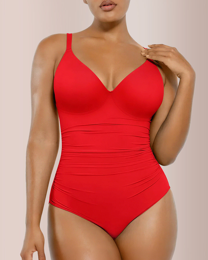 Curvvvy® Back Drawstring V-Neck One-Piece Swimsuit