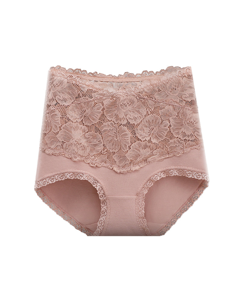Curvvvy® High-Waisted Tummy-Control Pure Cotton Lace Panties