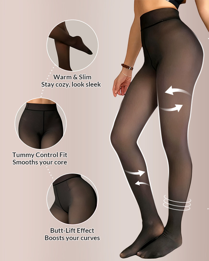 Curvvvy® Translucent Fleece-Lined Tights curvvvy