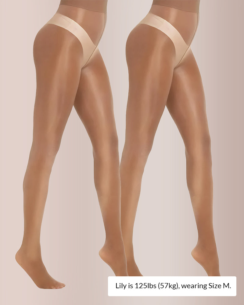 Curvvvy® Ultra Sheer High-Waist Glossy Tights (2 Pack)