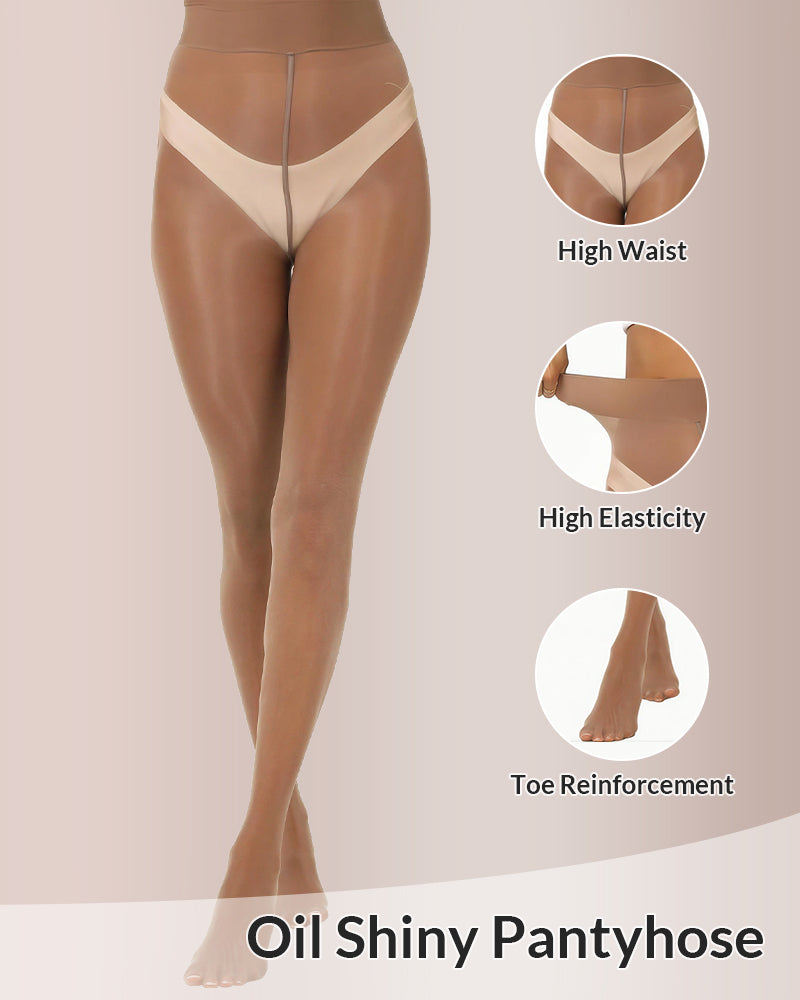 Curvvvy® Ultra Sheer High-Waist Glossy Tights (2 Pack)