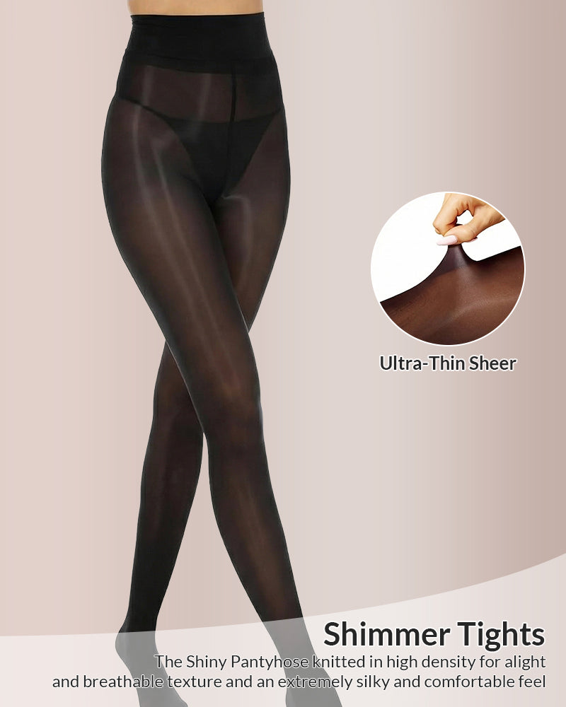 Curvvvy® Ultra Sheer High-Waist Glossy Tights (2 Pack)