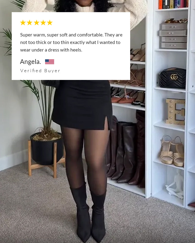 Curvvvy® Semi-Transparent Single Seam Fleece Lined Tights Curvvvy-US