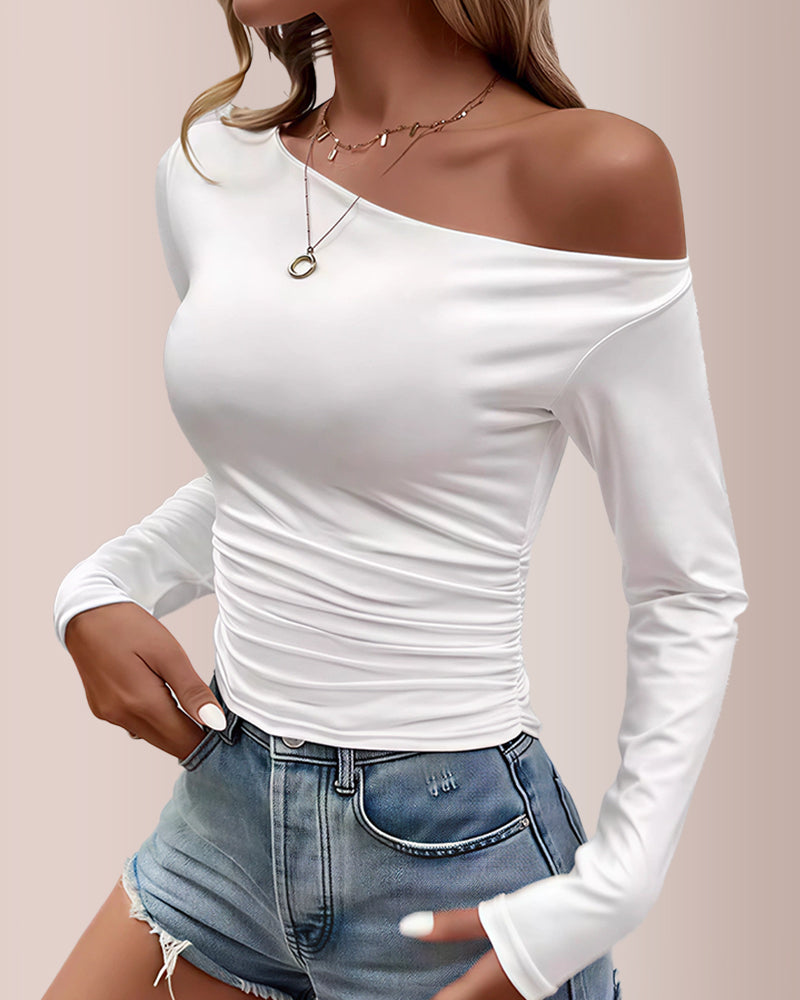 Curvvvy® Women’s Off-Shoulder Long Sleeve Slim-Fit Layering Top