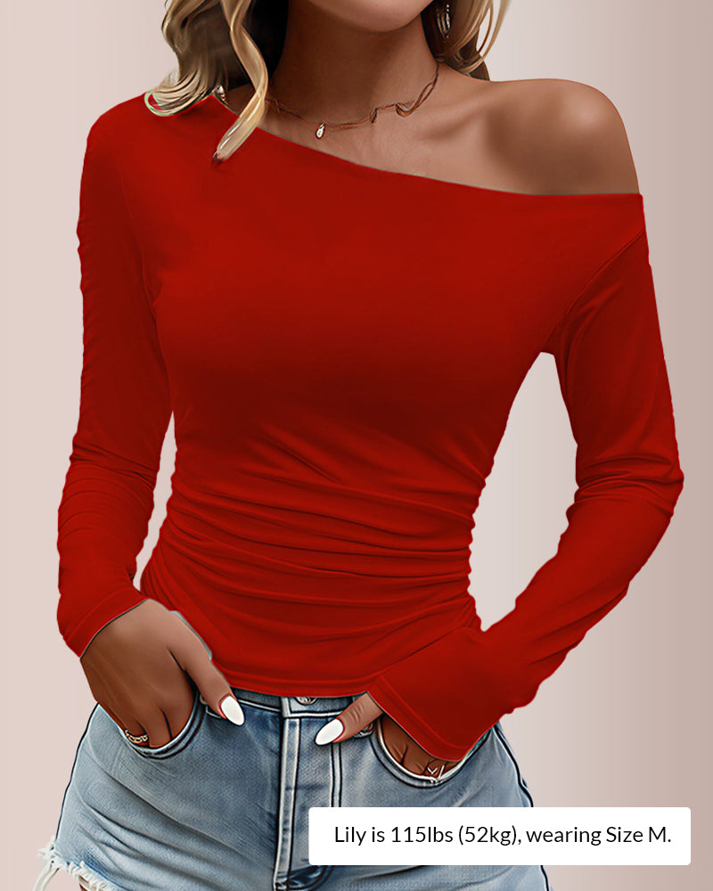 Curvvvy® Women’s Off-Shoulder Long Sleeve Slim-Fit Layering Top