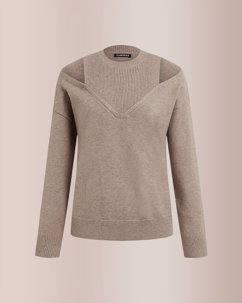 Curvvvy® Solid Ribbed Cold Shoulder 2-In-1 Sweater