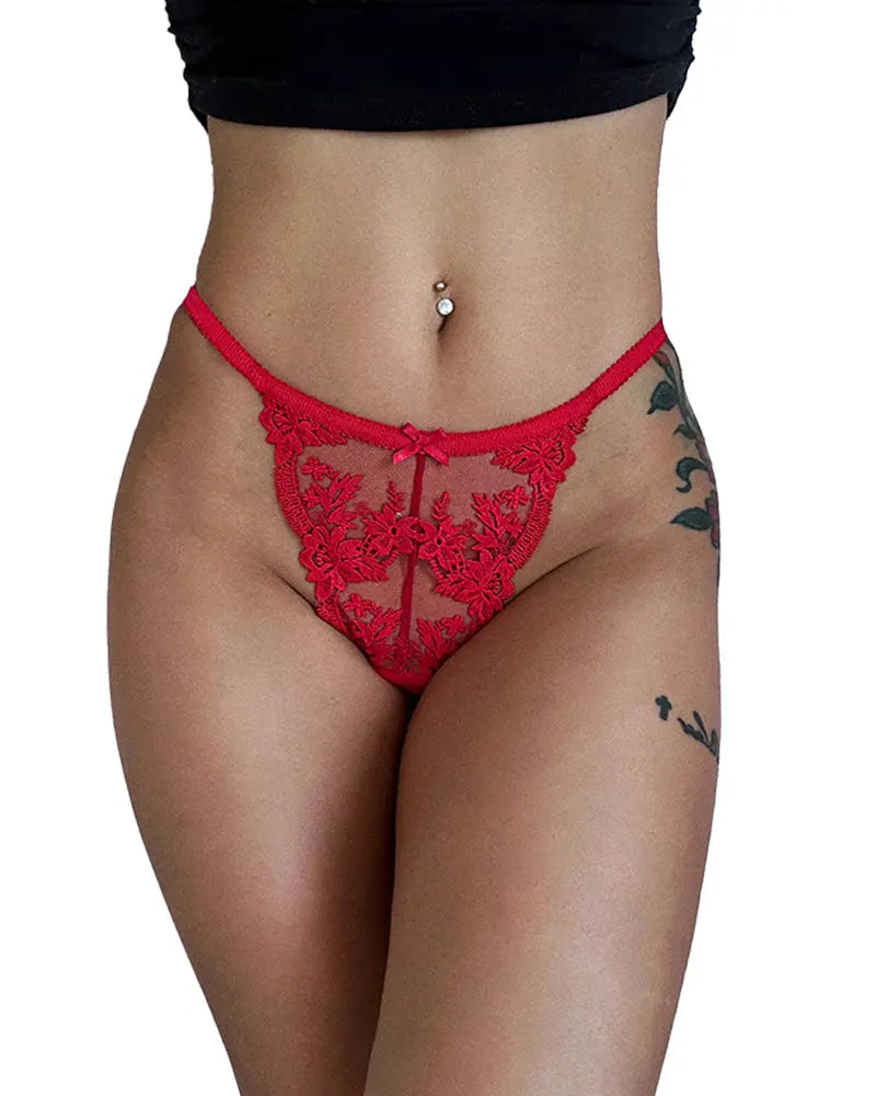 Curvvvy® BlossomLace – French Embroidered Sheer Lace Thong curvvvy